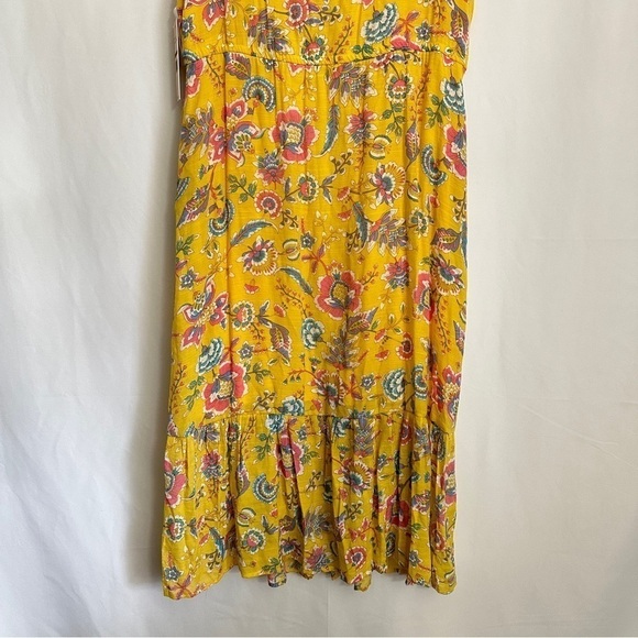 NWT Nanette Lepore Women's Sleeveless Yellow Floral Tiered Midi SunDress sz 14 - Picture 12 of 15